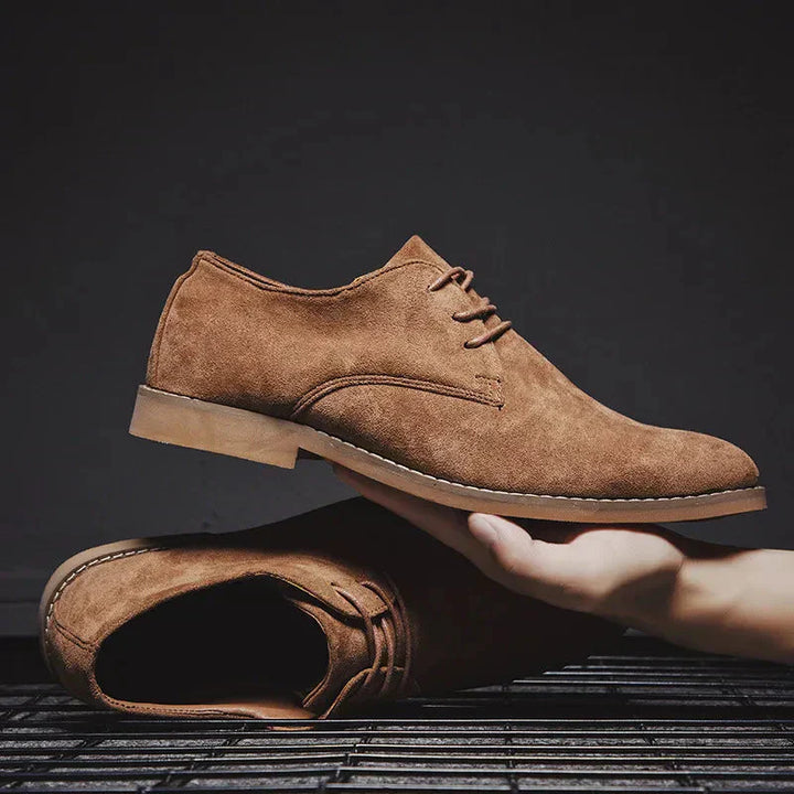Men’s Business Shoes – Sleek Fit – Suede Texture – Closed Lace-Up – Formal Style