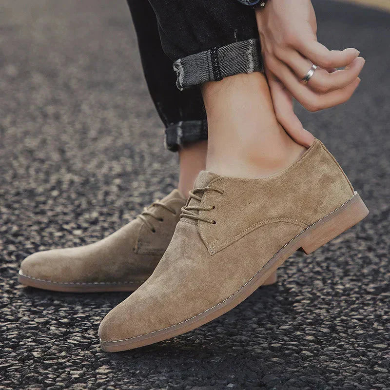 Men’s Business Shoes – Sleek Fit – Suede Texture – Closed Lace-Up – Formal Style
