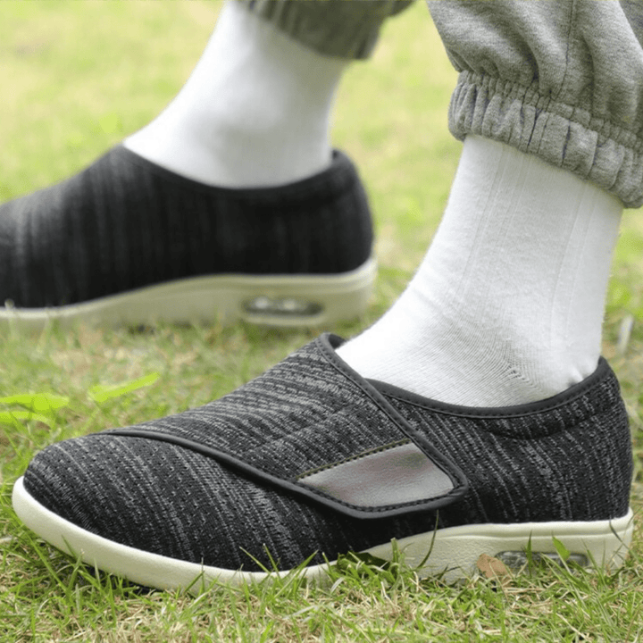Men’s Comfort Shoes – Wide Fit – Soft Knit Upper – Cushioned Sole – Adjustable Strap