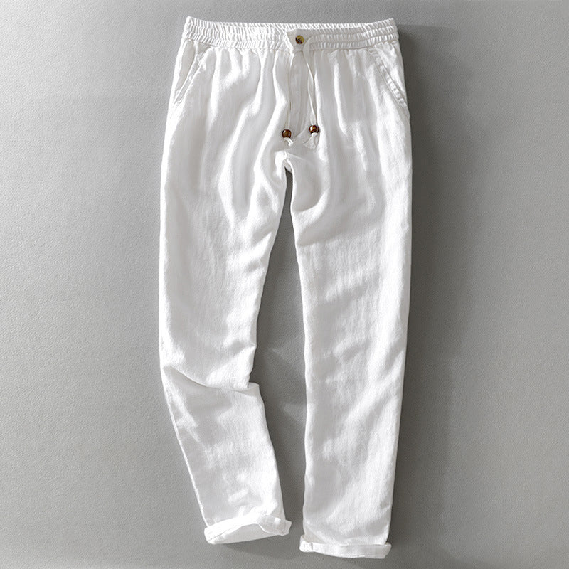 Men’s Casual Pants – Relaxed Fit – Tapered Leg – Elastic Waist with Drawstring – Natural Fibers