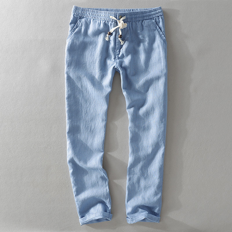 Men’s Casual Pants – Relaxed Fit – Tapered Leg – Elastic Waist with Drawstring – Natural Fibers