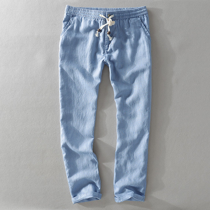 Men’s Casual Pants – Relaxed Fit – Tapered Leg – Elastic Waist with Drawstring – Natural Fibers
