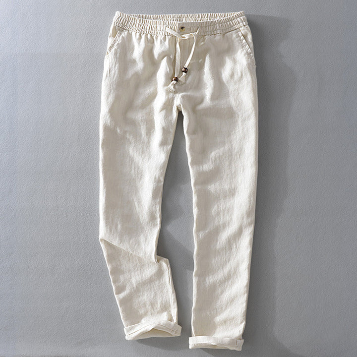 Men’s Casual Pants – Relaxed Fit – Tapered Leg – Elastic Waist with Drawstring – Natural Fibers