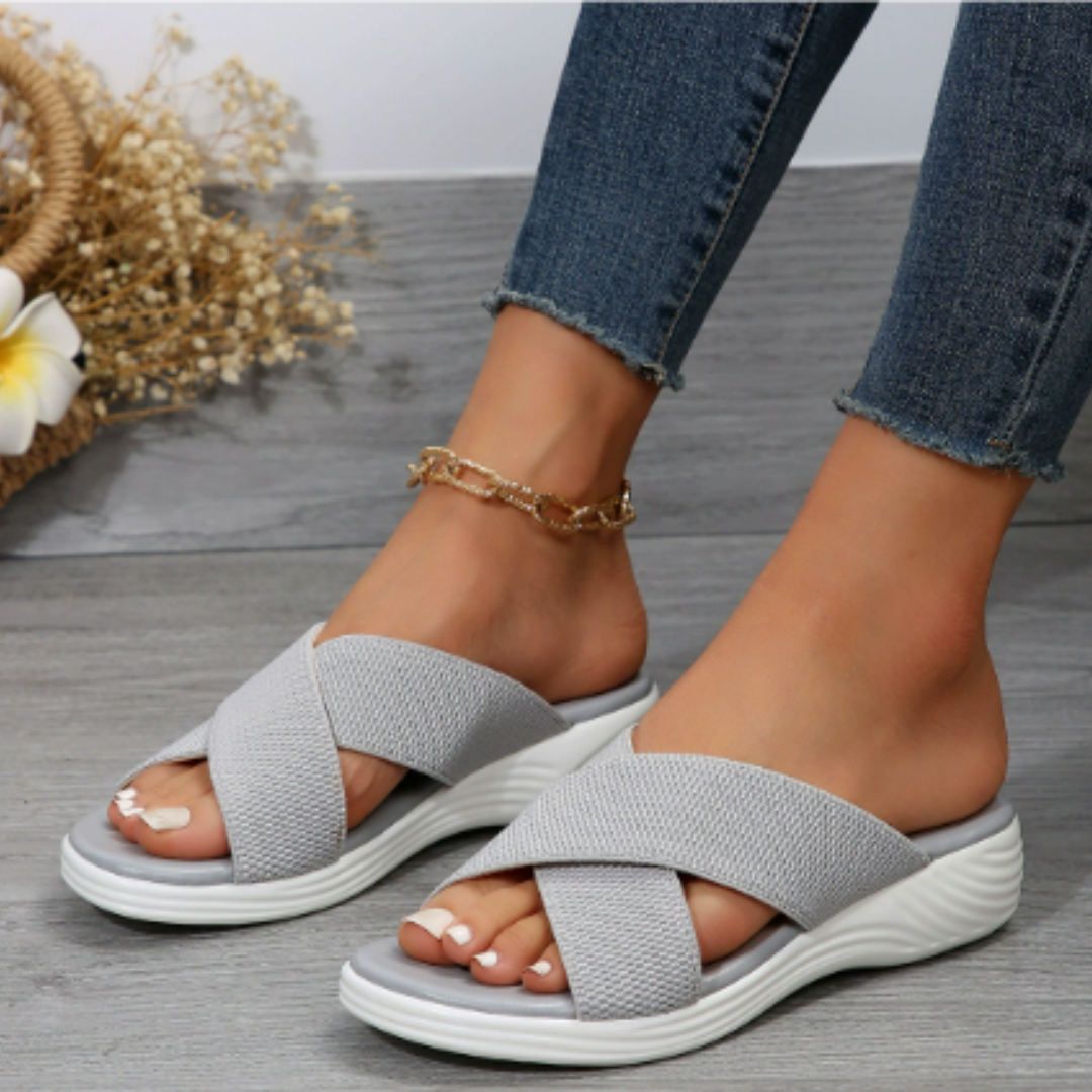Women’s Sandals – Open Toe – Breathable Blend – Cushioned Sole – Elastic Straps – Casual Fit
