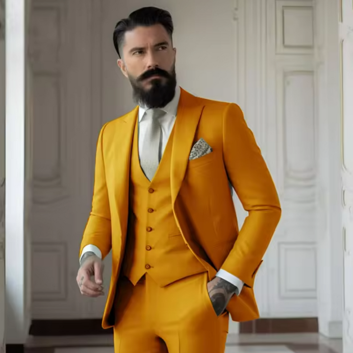 Men’s 3-Piece Suit – Slim Fit – Wool Blend – Notch Lapel – Single-Breasted – Formal Wear