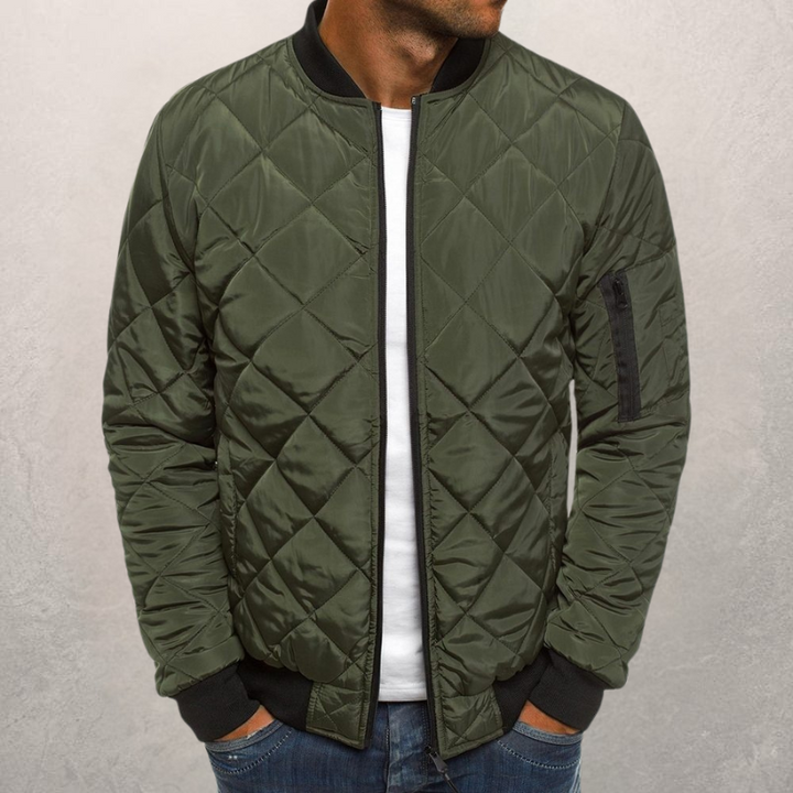 Men’s Bomber Jacket – Quilted Design – Wind Resistant – Regular Fit – Ribbed Trim