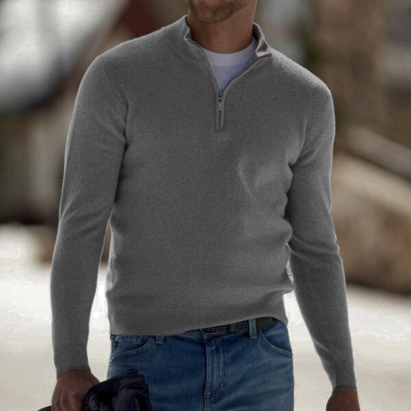 Men’s Zip-Up Sweater – Soft Knit – Relaxed Fit – Ribbed Cuffs – Casual Layering