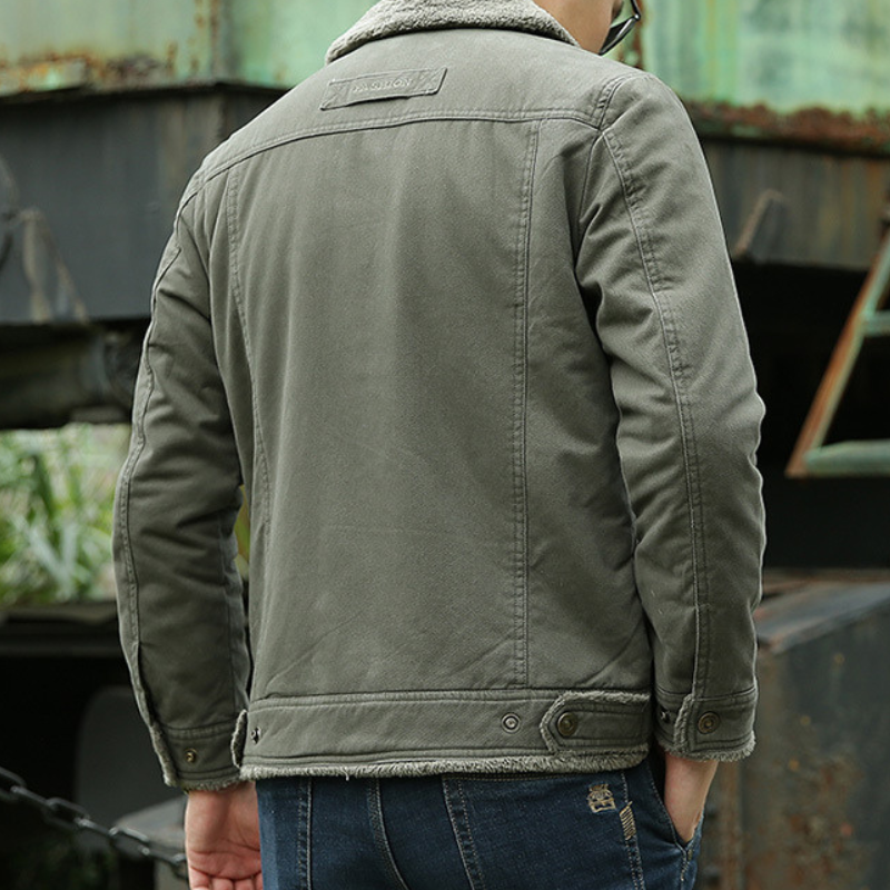 Men’s Jacket – Shearling Collar – Classic Fit – Button Closure