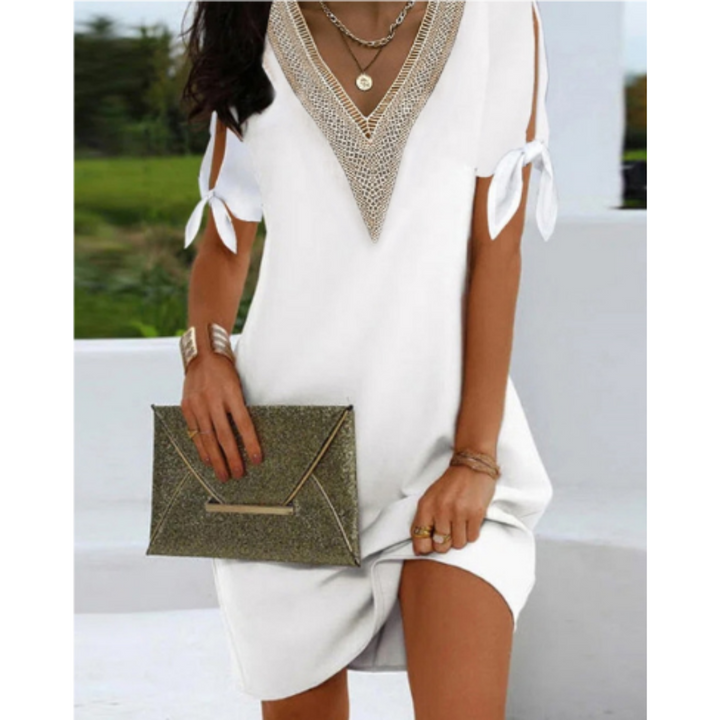 Women’s Tunic Dress – Relaxed Fit – V-Neck Detail – Soft Breathable Blend