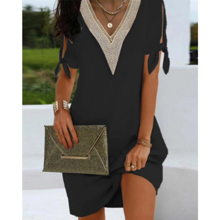 Women’s Tunic Dress – Relaxed Fit – V-Neck Detail – Soft Breathable Blend