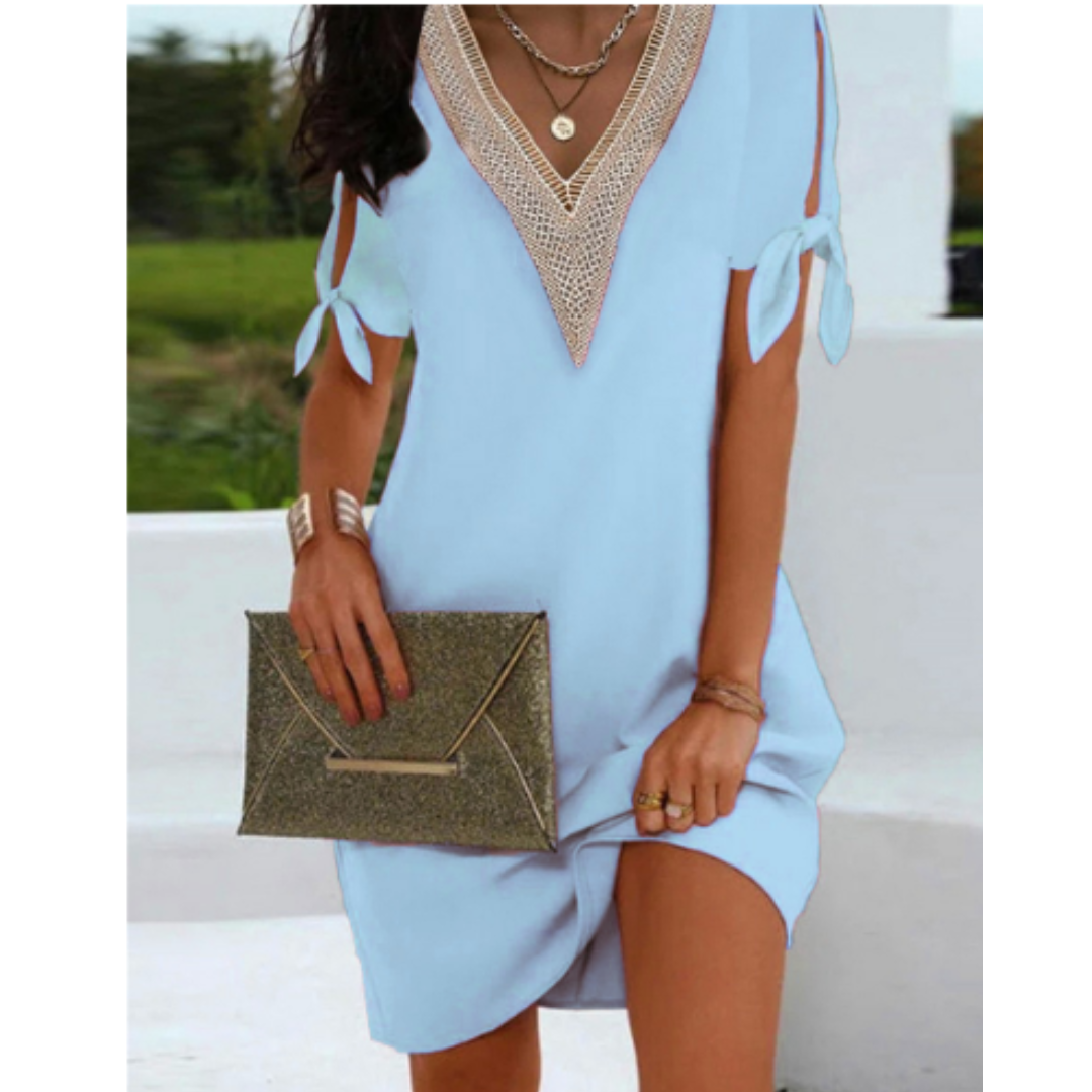 Women’s Tunic Dress – Relaxed Fit – V-Neck Detail – Soft Breathable Blend