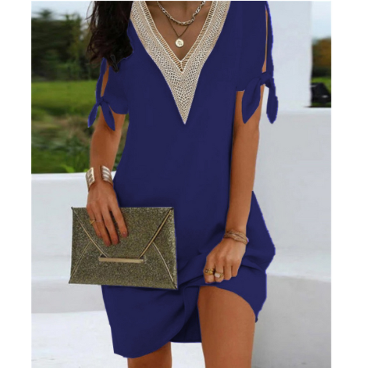 Women’s Tunic Dress – Relaxed Fit – V-Neck Detail – Soft Breathable Blend