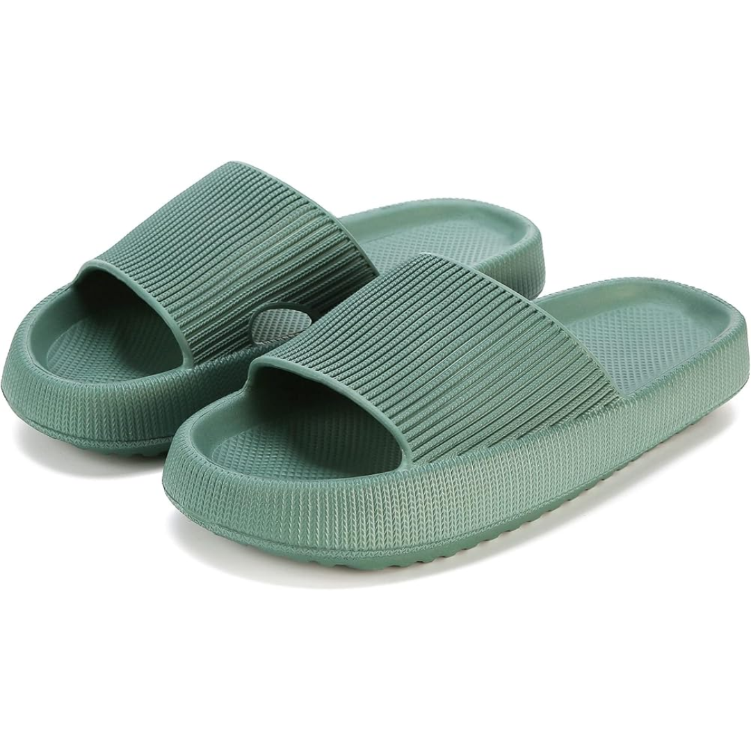 Women’s Slippers – Cushioned Sole – Ribbed Upper – Open Toe Slip-On Comfort