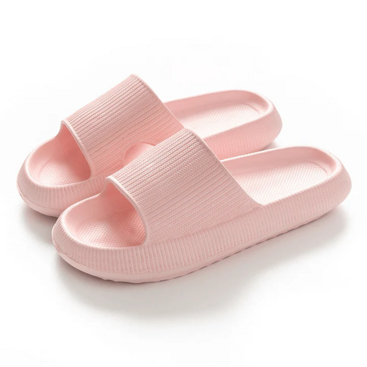 Women’s Slippers – Cushioned Sole – Ribbed Upper – Open Toe Slip-On Comfort