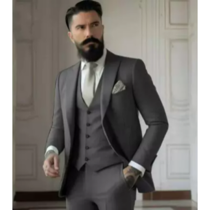 Men’s 3-Piece Suit – Slim Fit – Wool Blend – Notch Lapel – Single-Breasted – Formal Wear