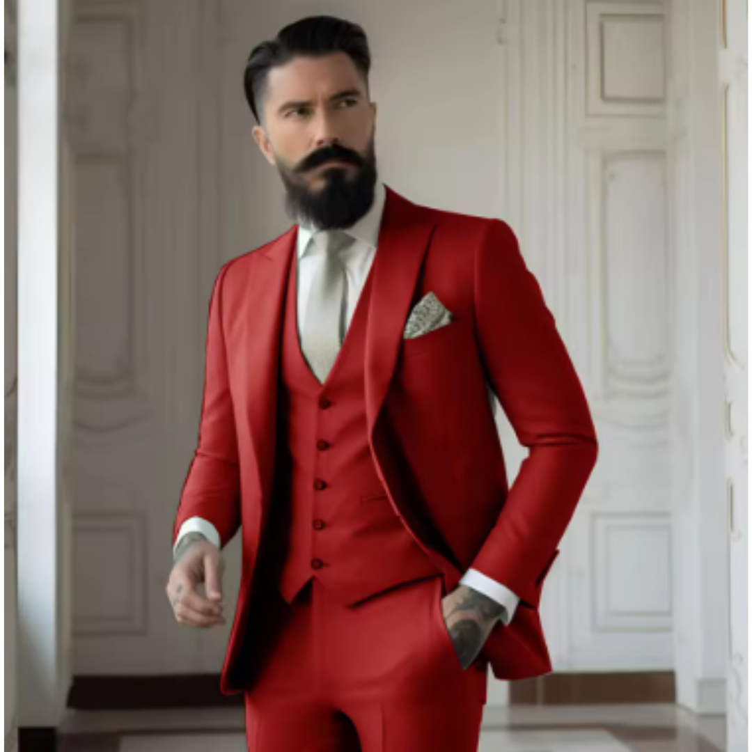 Men’s 3-Piece Suit – Slim Fit – Wool Blend – Notch Lapel – Single-Breasted – Formal Wear