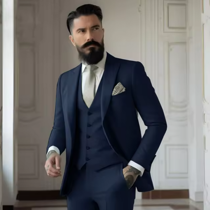 Men’s 3-Piece Suit – Slim Fit – Wool Blend – Notch Lapel – Single-Breasted – Formal Wear