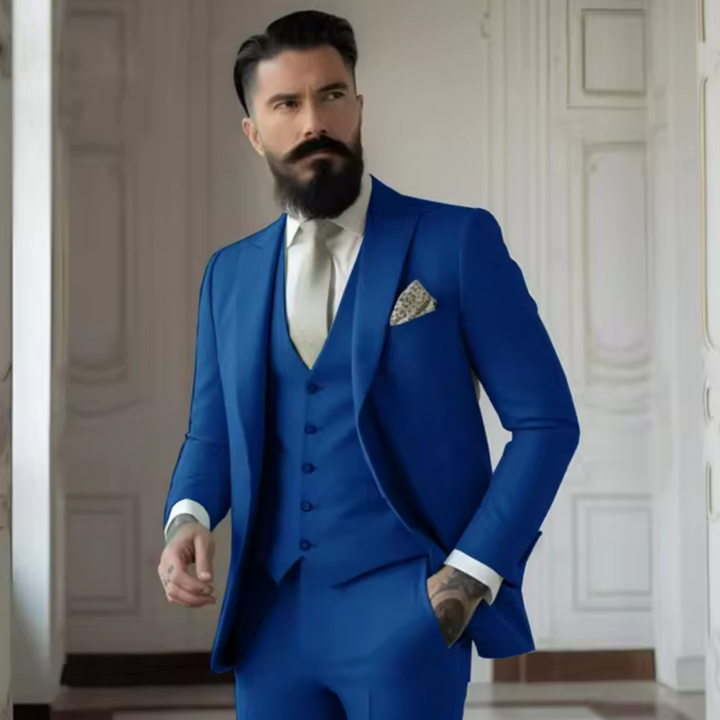 Men’s 3-Piece Suit – Slim Fit – Wool Blend – Notch Lapel – Single-Breasted – Formal Wear