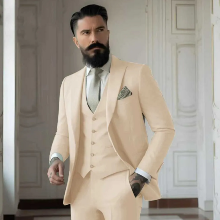 Men’s 3-Piece Suit – Slim Fit – Wool Blend – Notch Lapel – Single-Breasted – Formal Wear