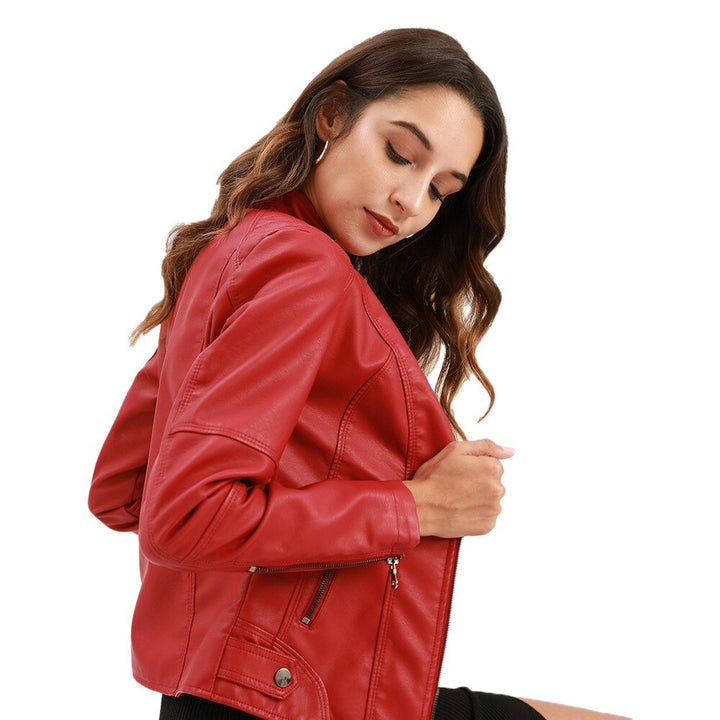 Women’s Jacket – Slim Fit – Mandarin Collar – Zipper Front – Hip Length – Sleek Design