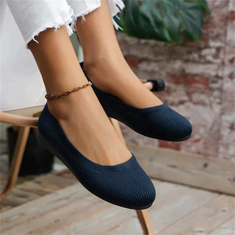 Women’s Ballet Flats - Breathable Knit Upper - Flexible Rubber Sole - Slip-On Comfort