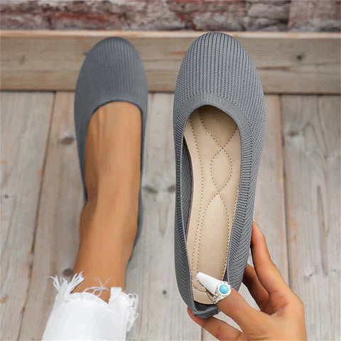 Women’s Ballet Flats - Breathable Knit Upper - Flexible Rubber Sole - Slip-On Comfort