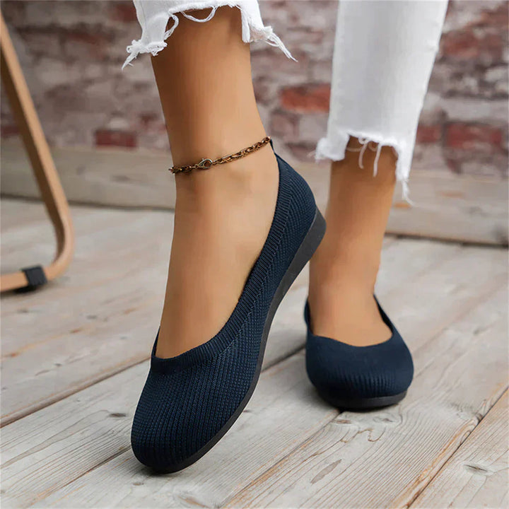 Women’s Ballet Flats - Breathable Knit Upper - Flexible Rubber Sole - Slip-On Comfort