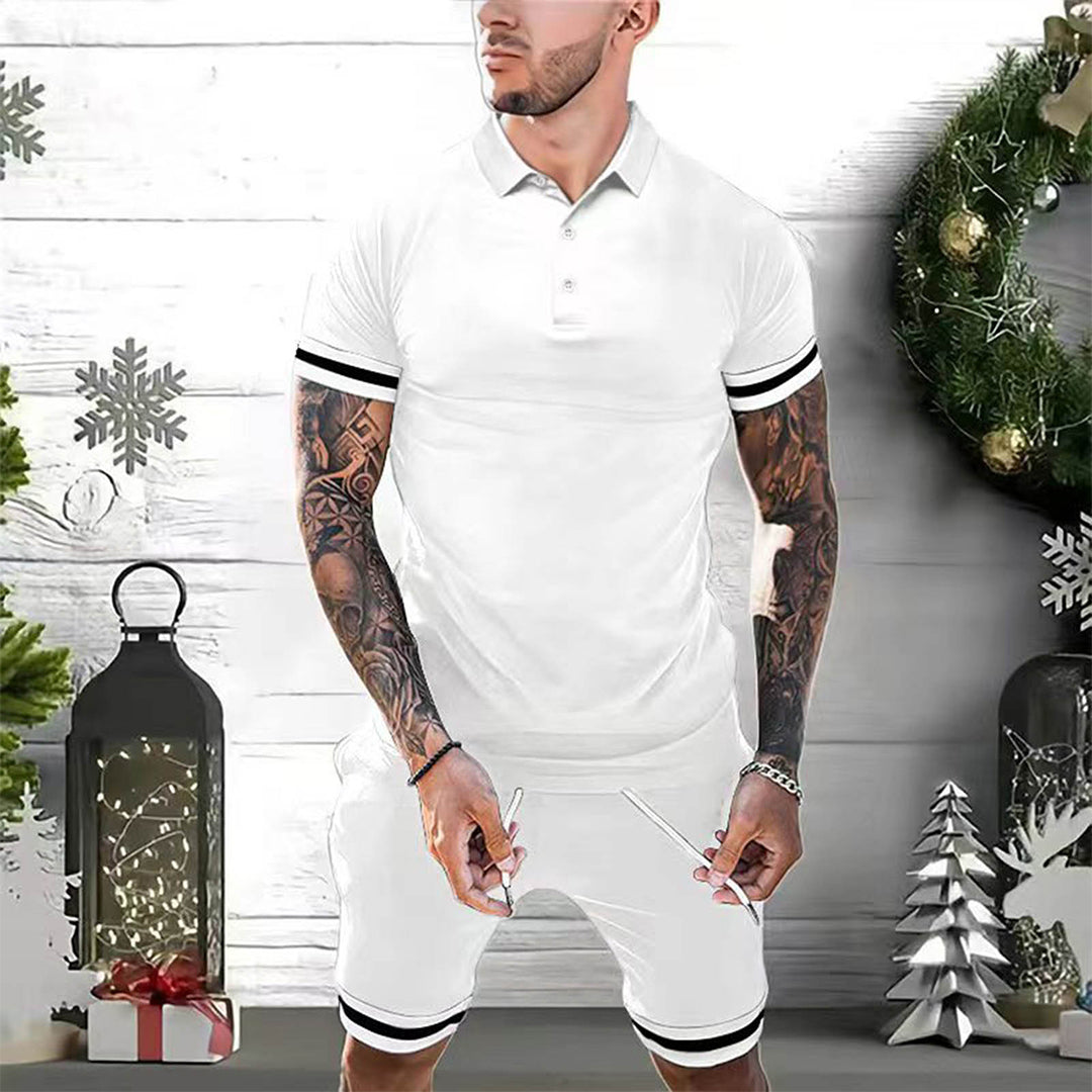 Men’s Polo Shirt and Shorts Set – Slim Fit – Cotton Blend – Sporty Style