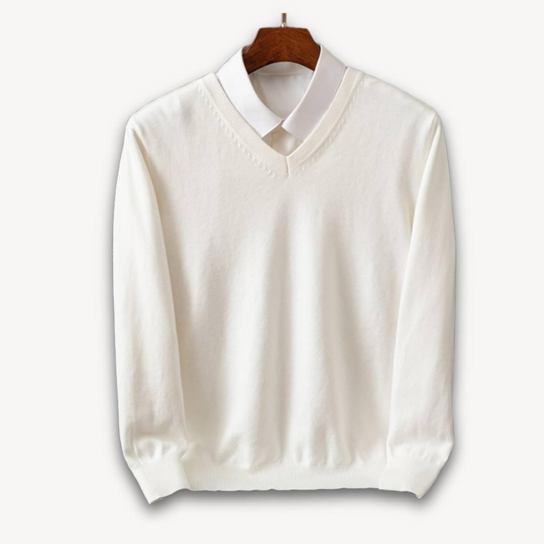 Men’s V-Neck Sweater – Slim Fit – Soft Knit – Ribbed Detail – Lightweight Luxury Fabric