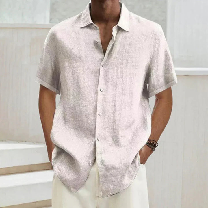 Men’s Button-Up Shirt - Relaxed Fit - Short Sleeve - Breathable Blend - Casual Style
