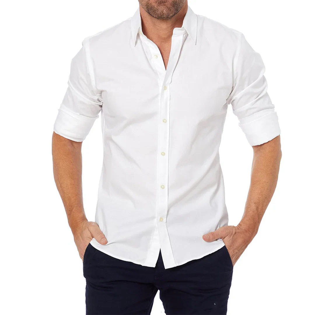 Men’s Formal Shirt - Slim Fit - Breathable Blend - Button-Down - Long Sleeves