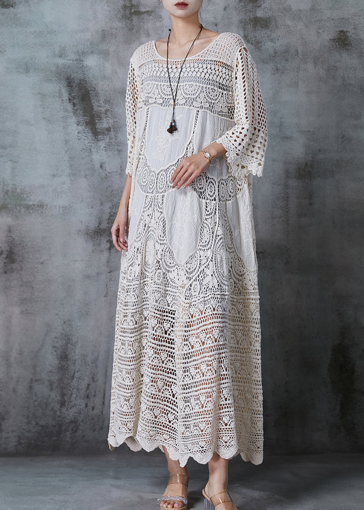 Women’s Long Dress – Oversized Fit – Hollow-Out Lace – Breathable Luxury Fabric