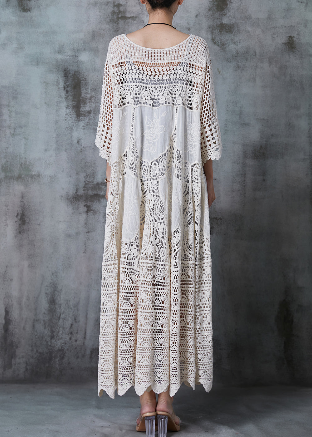 Women’s Long Dress – Oversized Fit – Hollow-Out Lace – Breathable Luxury Fabric
