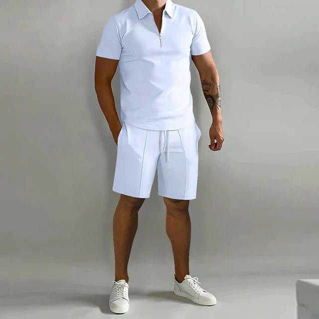 Men’s Sport Suit- Classic Fit - Short Sleeve - Zip Collar Casual Wear