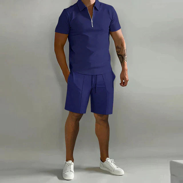 Men’s Sport Suit- Classic Fit - Short Sleeve - Zip Collar Casual Wear