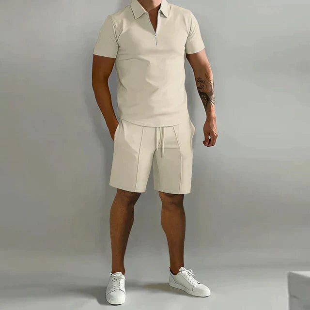 Men’s Sport Suit- Classic Fit - Short Sleeve - Zip Collar Casual Wear