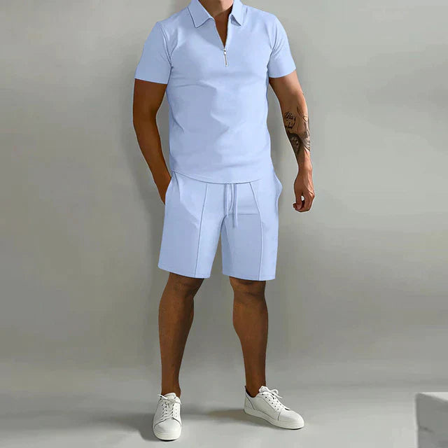 Men’s Sport Suit- Classic Fit - Short Sleeve - Zip Collar Casual Wear