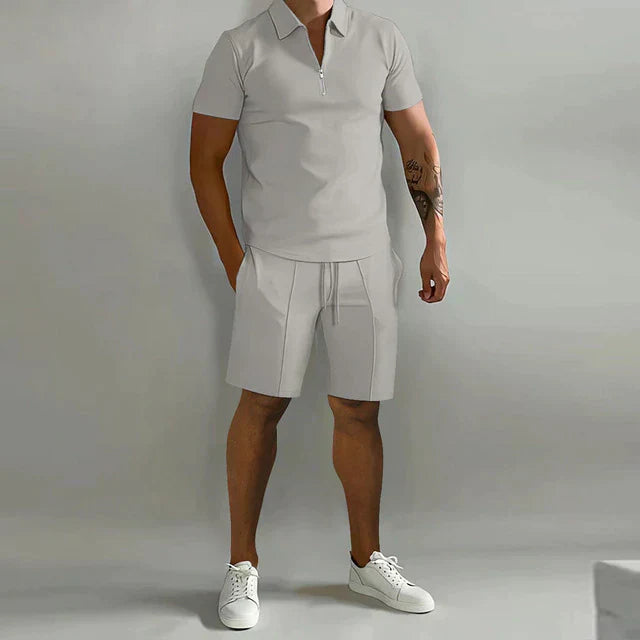 Men’s Sport Suit- Classic Fit - Short Sleeve - Zip Collar Casual Wear