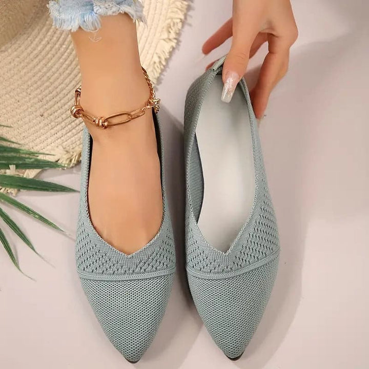 Women’s Flats – Soft Knit – Pointed Toe – Slip-On Fit – Breathable Upper – Lightweight