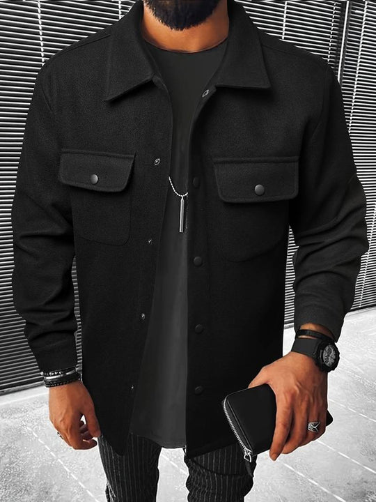 Men’s Button-Down Jacket – Structured Fit – Luxury Fabric – Chest Pockets – Casual Layer