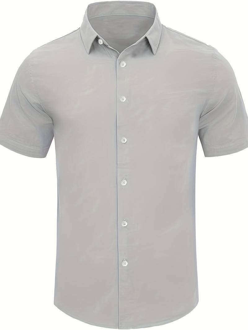 Men’s Short-Sleeve Button-Up Shirt - Relaxed Fit - Breathable Casual Wear