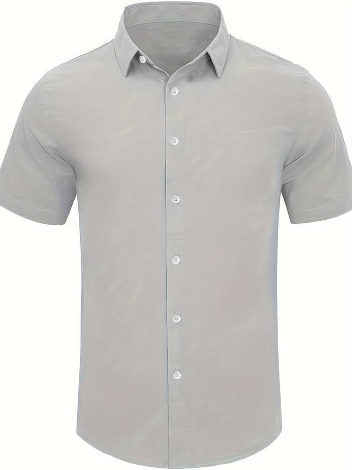 Men’s Short-Sleeve Button-Up Shirt - Relaxed Fit - Breathable Casual Wear
