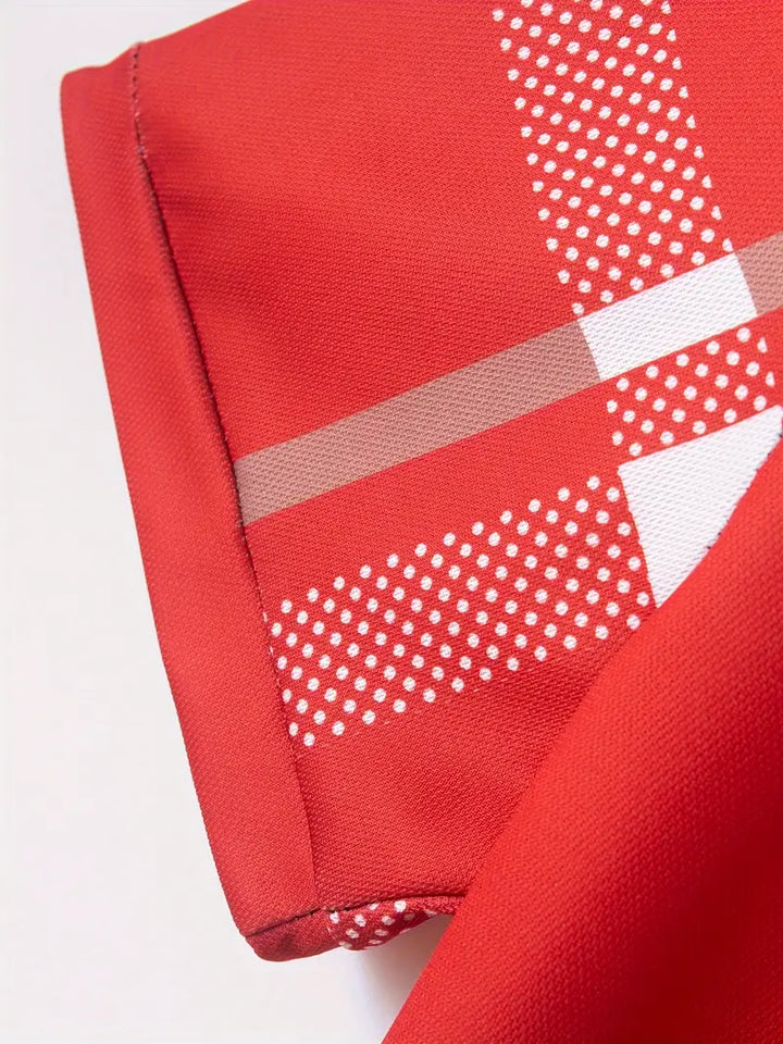 Men's Polo Shirt - Plaid Pattern - Slim Fit - Short Sleeve Button-Down Collar