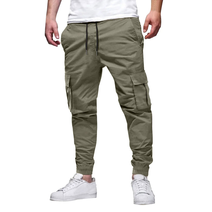 Men’s Cargo Jogger Pants – Slim Fit – Stretch Cotton – Elastic Waist & Ankle Cuffs