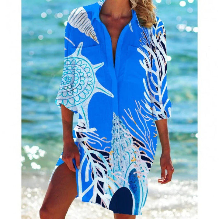 Women’s Tunic Cover-Up – Relaxed Fit – Breathable Blend – Button Front – Casual Layer