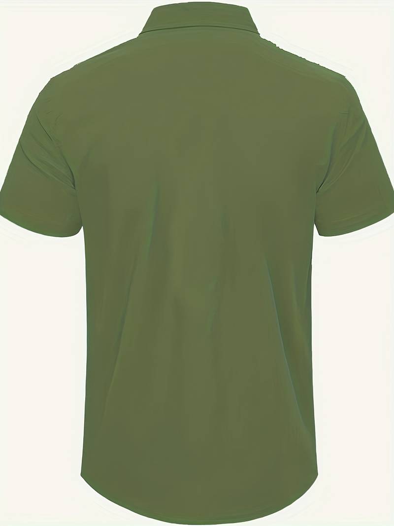 Men’s Short-Sleeve Button-Up Shirt - Relaxed Fit - Breathable Casual Wear