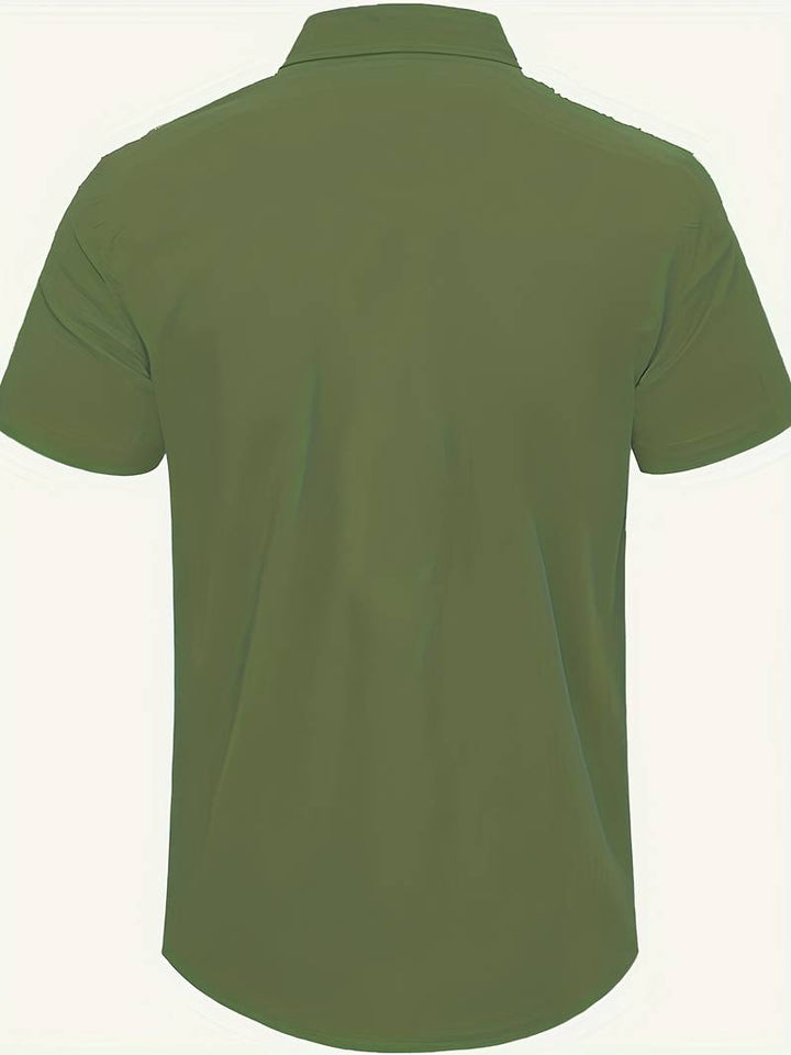 Men’s Short-Sleeve Button-Up Shirt - Relaxed Fit - Breathable Casual Wear