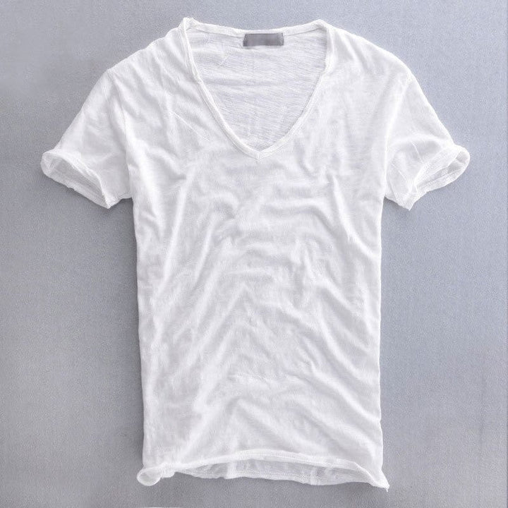 Men’s T-Shirt - Natural Fibers - Standard Fit - V-Neck - Soft Knit Short Sleeve