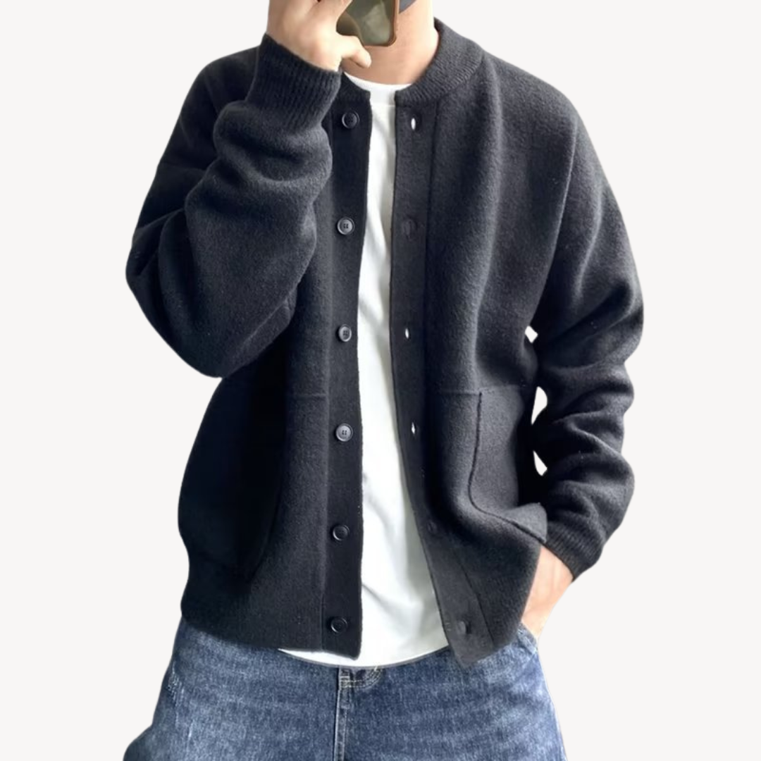 Men’s Cardigan – Relaxed Fit – Soft Knit – Button-Up Front – Ribbed Hem & Cuffs