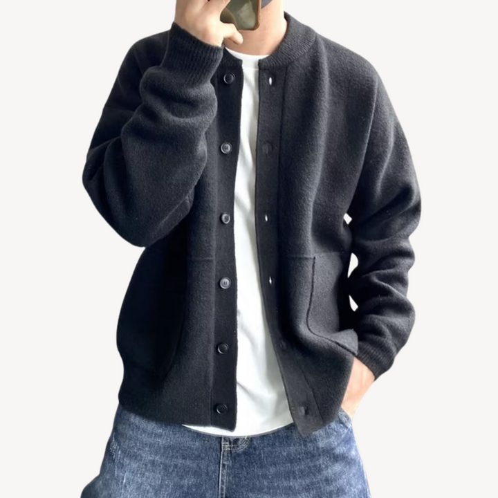Men’s Cardigan – Relaxed Fit – Soft Knit – Button-Up Front – Ribbed Hem & Cuffs